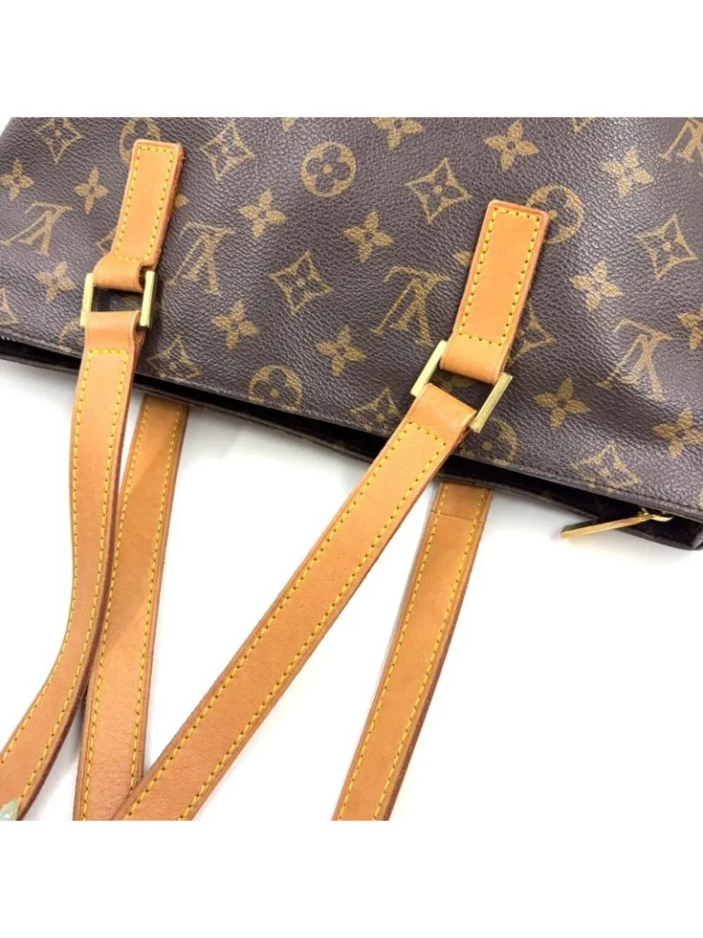 Louis Vuitton Cabas Piano Monogram Leather Brown Light Tote Gold